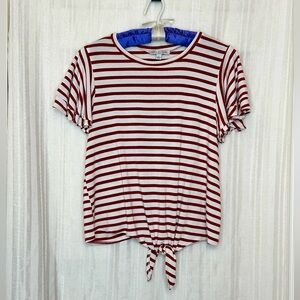 Green Envelope L.A. Short Sleeve Red and White Striped Top Size L